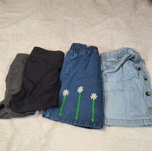 Lot of 4 Girls Bottoms Size 7-10: OshKosh Denim Skirts & 90 Degree Athletic Shor